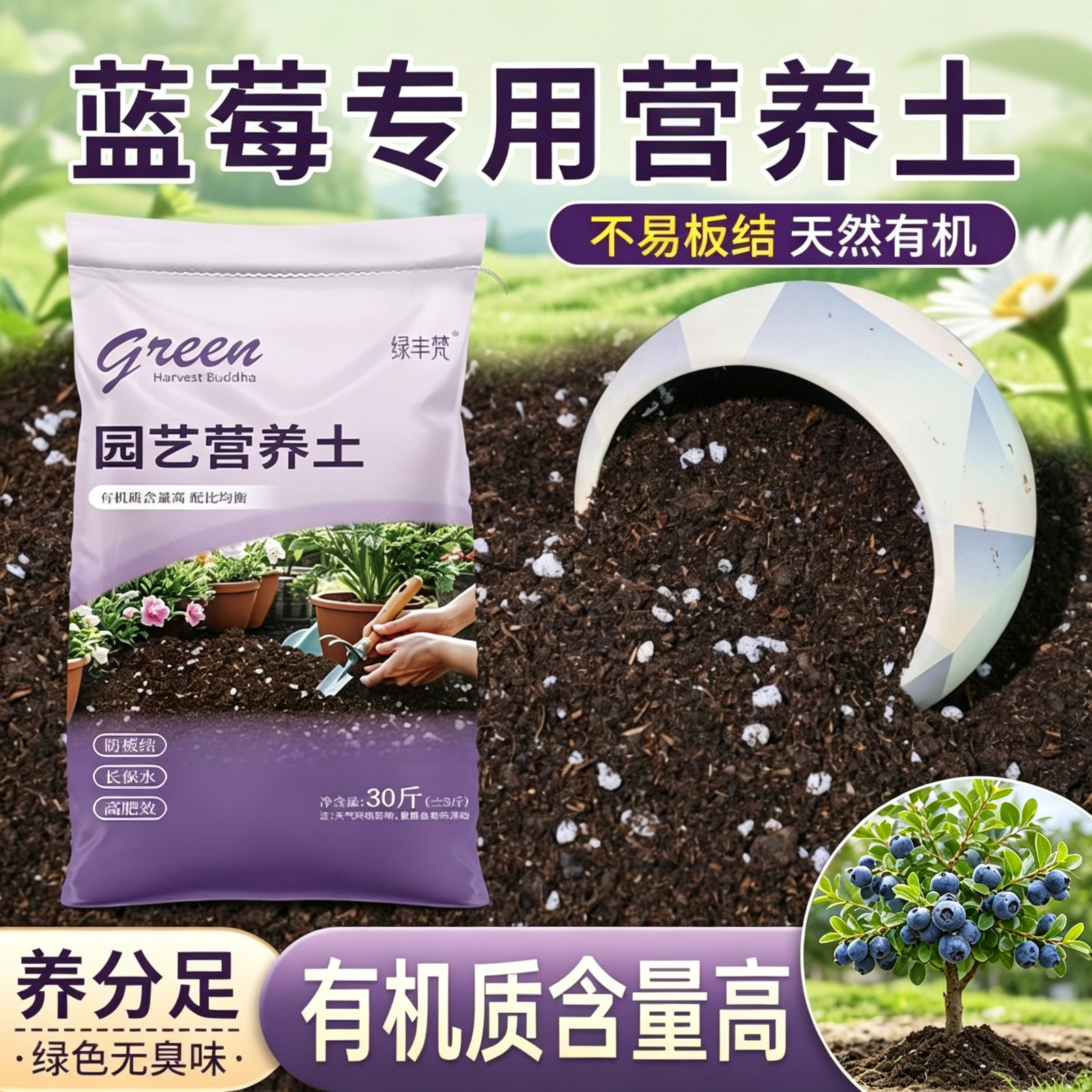 蓝莓专用营养土轻质泥炭土蓬松透气不闷根盆栽蓝莓种植土有机花土