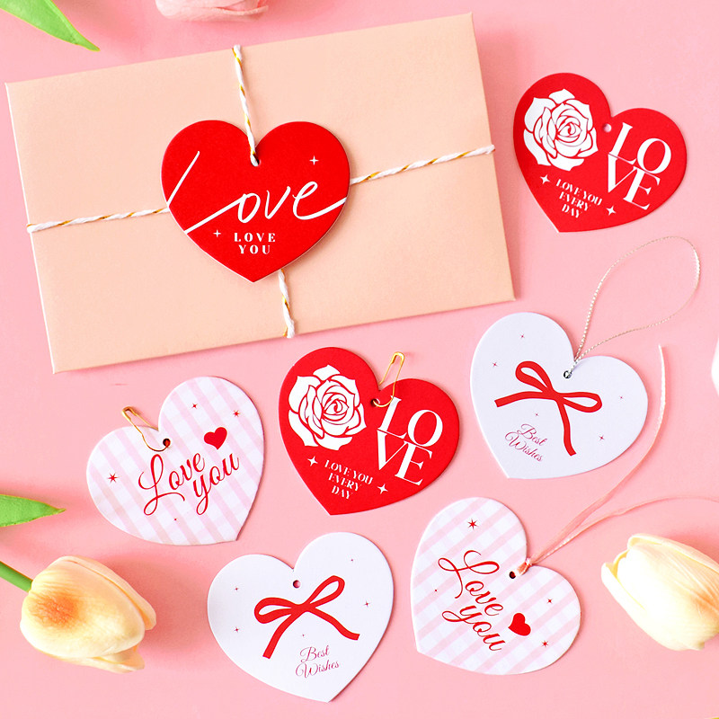 爱心形加厚高档礼物吊卡创意生日祝福留言贺卡迷你桃心元旦节小卡片花店鲜花束吊牌节日感谢挂件许愿望心愿卡