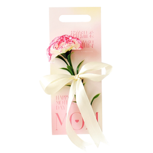 新年春节鲜花束装饰卡片纸单支康乃馨手提贺卡单只玫瑰花送女神创意包装吊卡花店手工diy郁金香插花卡可定制