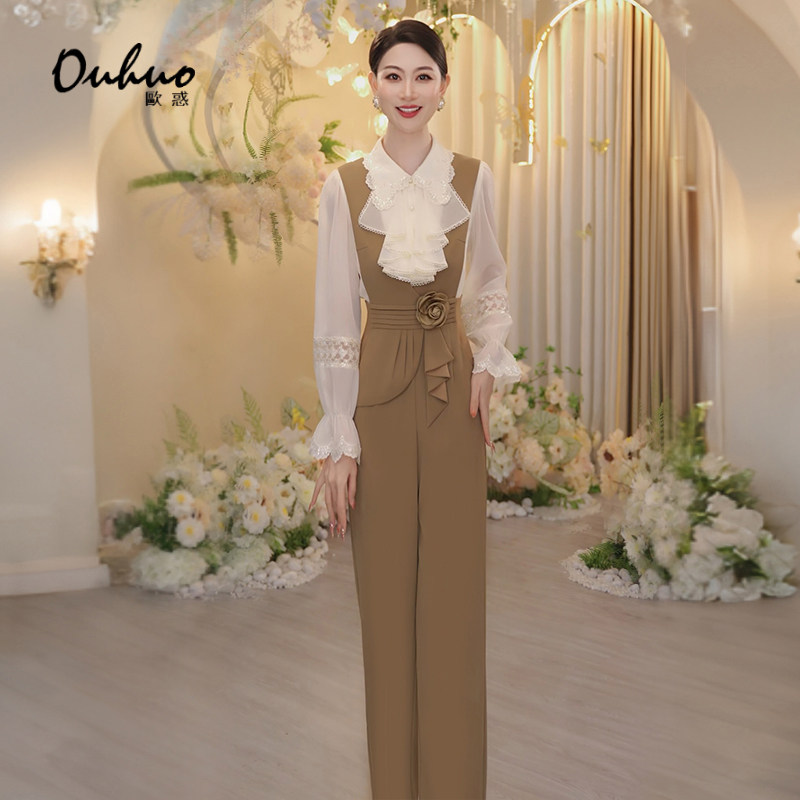 高端背带裤立体玫瑰时尚连身裤子