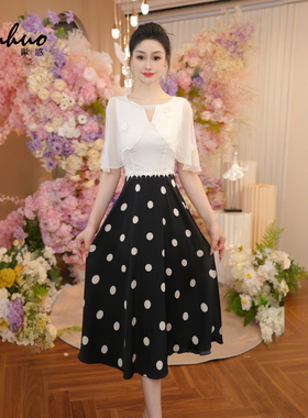 裙子2025新款今年流行爆款法式赫本风波点连衣裙长裙女OHDRI05145