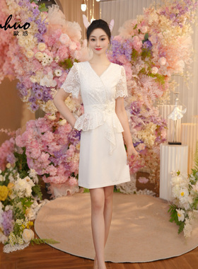 法式拼接连衣裙2025新款今年流行爆款白色蕾丝裙子女夏OHDRI06019