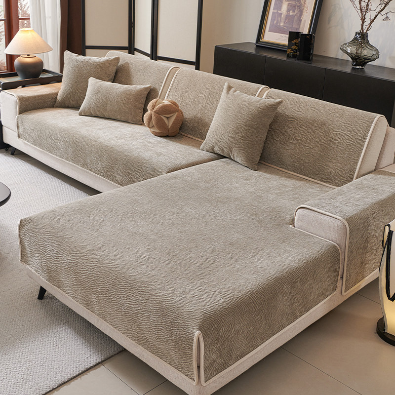 轻奢风雪尼尔沙发垫四季通用高级感防猫抓固定防滑百搭套罩巾坐垫,居家布艺,沙发垫,淘宝优惠券,粉丝福利购,淘宝优惠卷