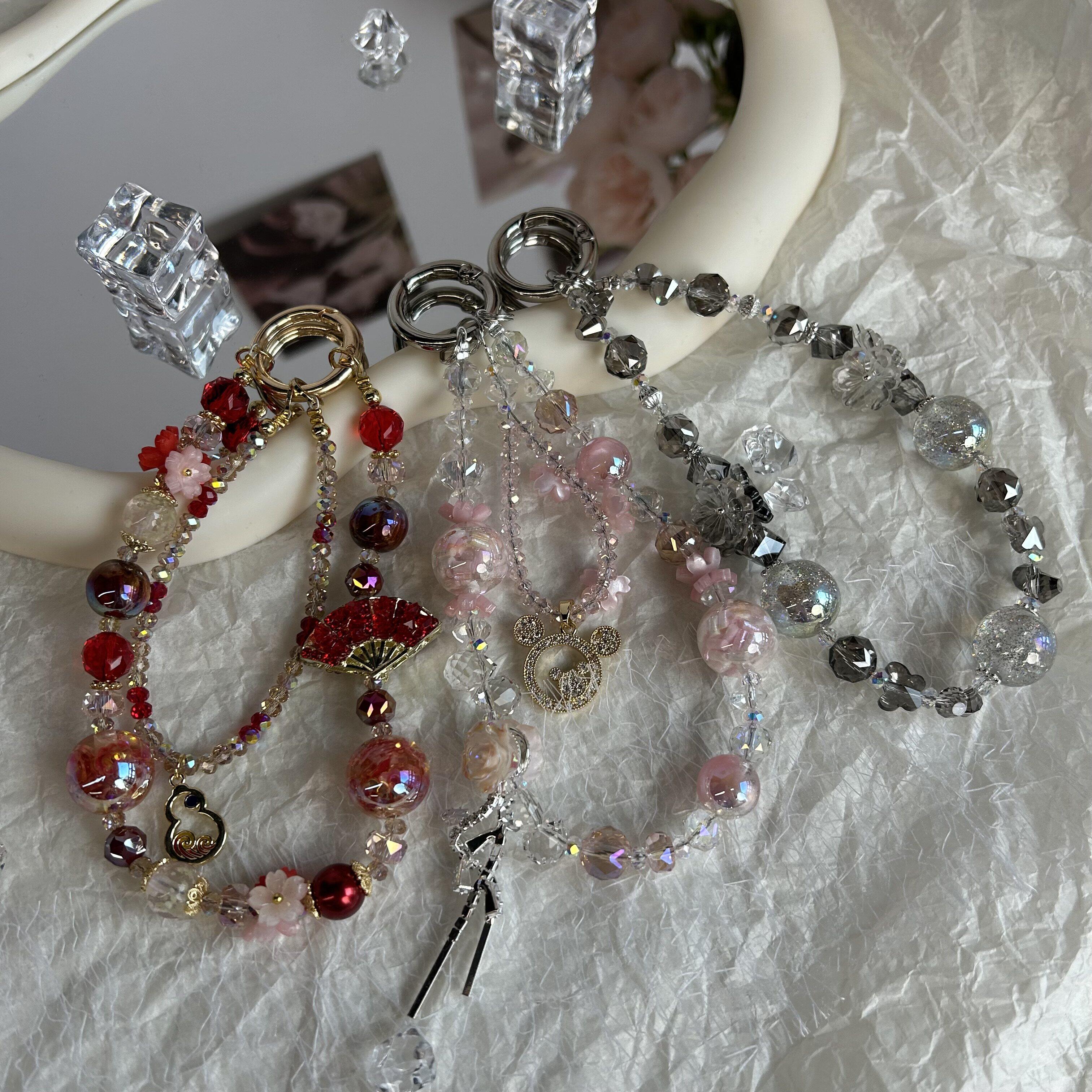 轻奢红手绳挂饰中国结新款红色迷你手机链包包链子送垫片手机挂链