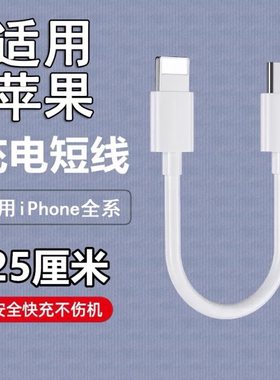 适用苹果16/12/13/14/15数据线0.25米超短款便携PD20W充电器7/8P手机快充25厘米充电宝XR闪充车载25CM25公分