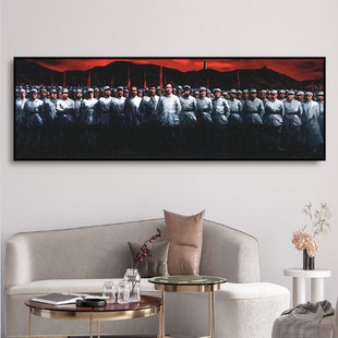 中流砥柱油画毛主席像励志办公室伟人挂画红色爱国主题客厅装饰画