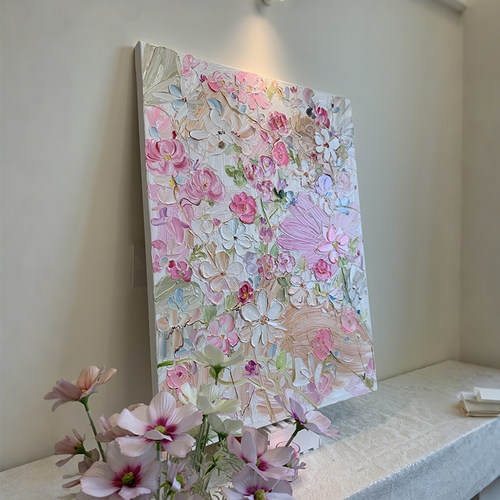 《幻彩》客厅装饰画奶油风电表箱遮挡挂画抽象多巴胺花卉卧室壁画