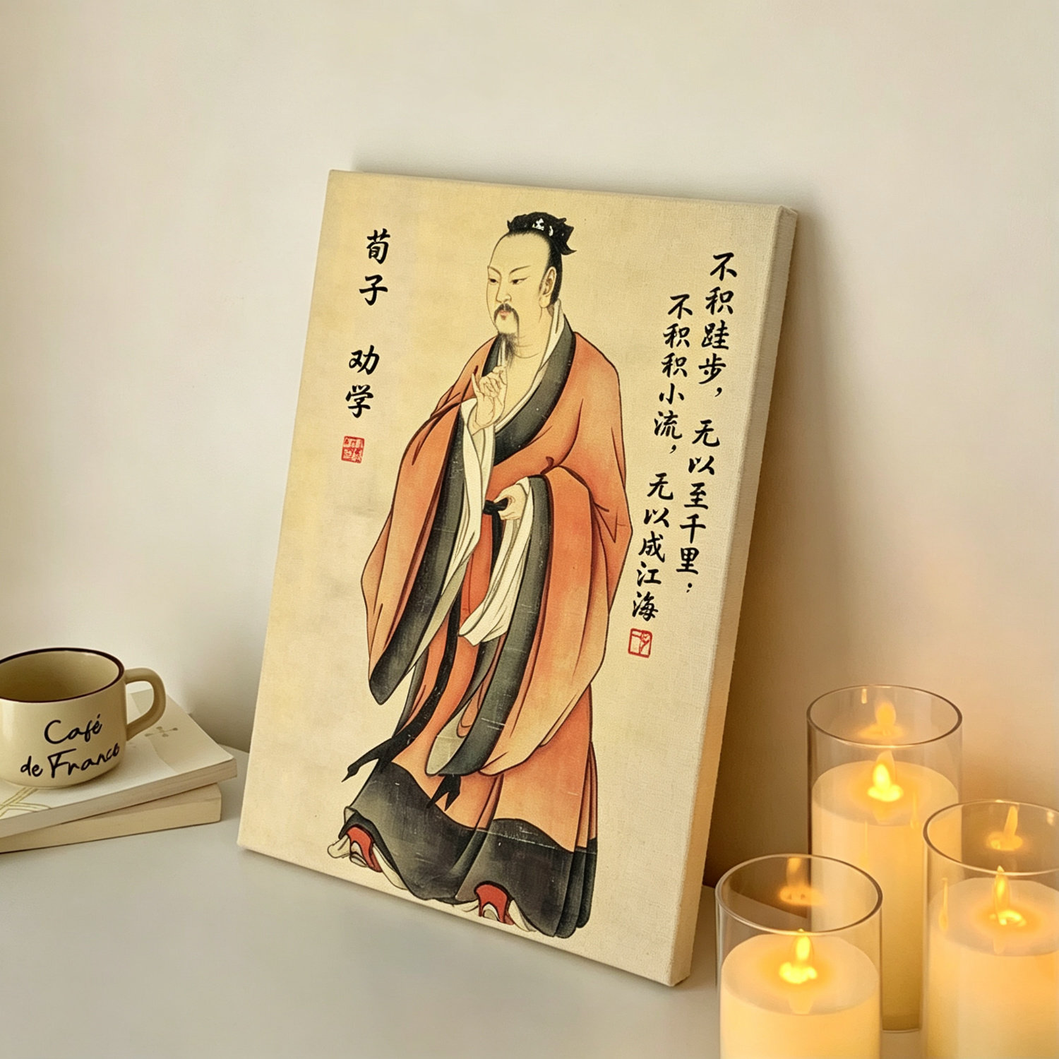 荀子劝学画像挂画修身摆件摆台书房客厅装饰字画励志学生玄关墙画
