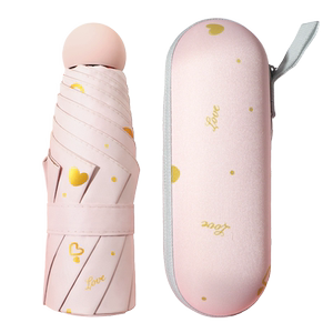 遮阳伞粉嫩少女心黑胶五折伞防晒