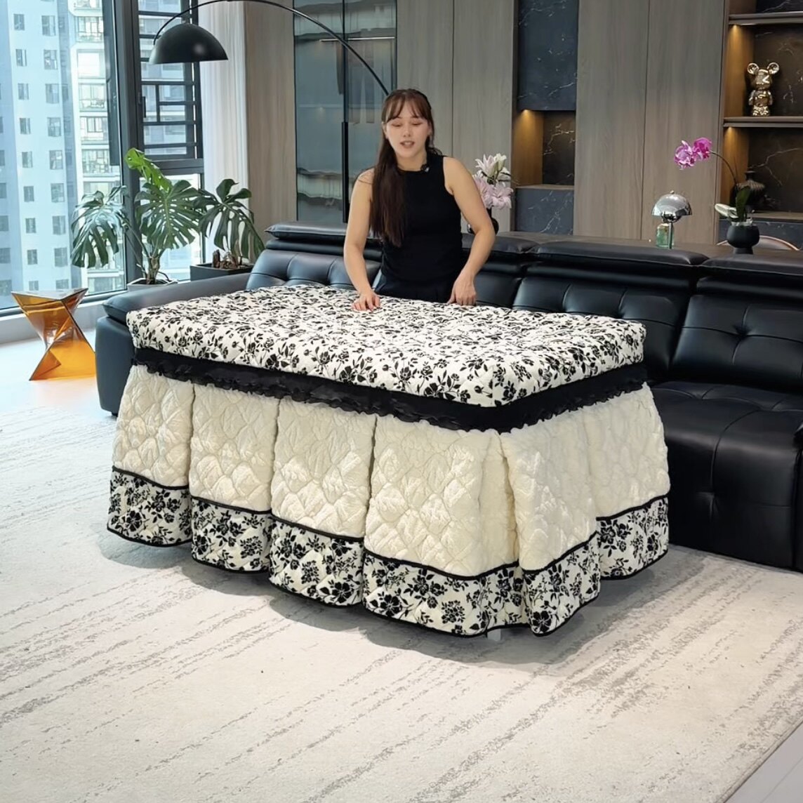 新款烤火罩加厚加绒冬季电暖桌罩现代简约烤火被长方形电炉罩桌套