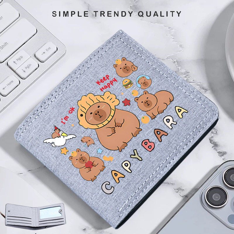 水豚卡皮巴拉帆布超薄迷你短款钱包女男男士学生薄款小巧钱夹礼物,箱包皮具/热销女包/男包,钱包,淘宝优惠券,粉丝福利购,淘宝优惠卷