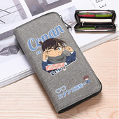 柯南名侦探基德周边零钱包男女学生钱包长款 卡包初中生卡通帆布包