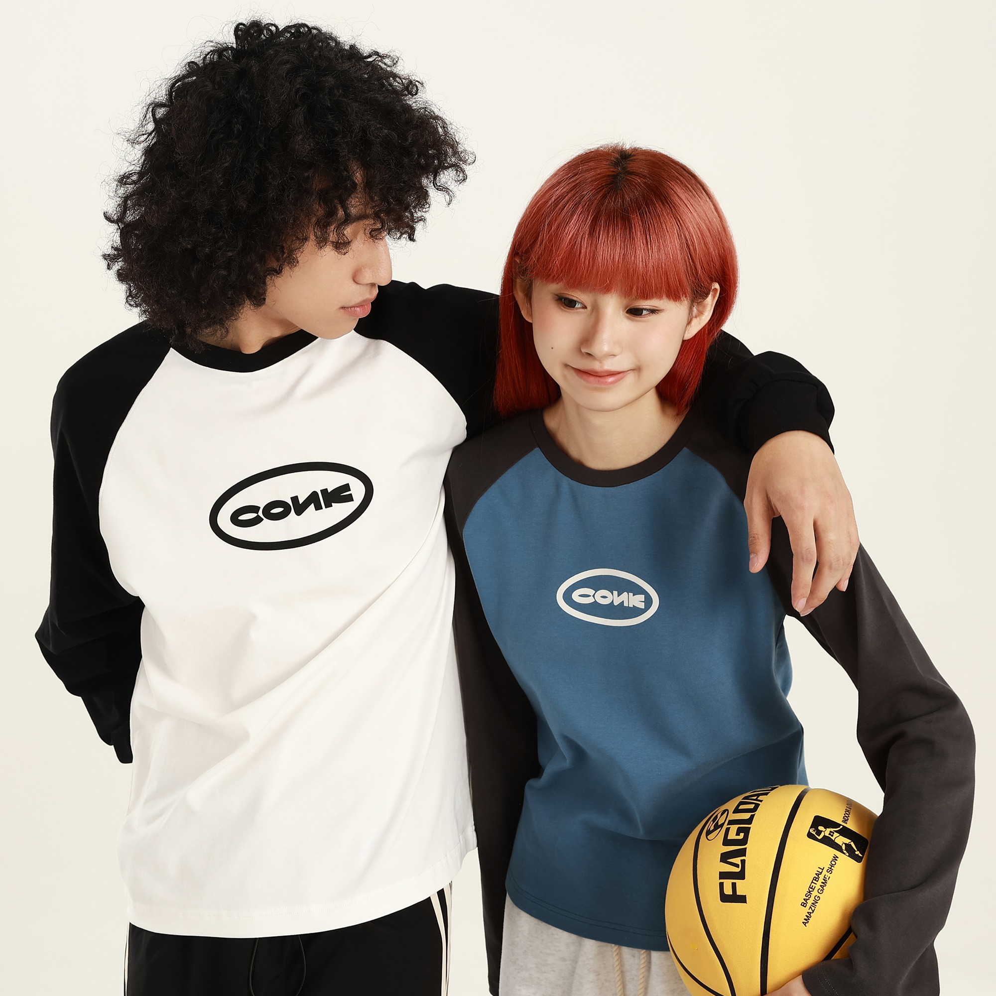 CONKLAB青少年撞色插肩袖长袖t恤