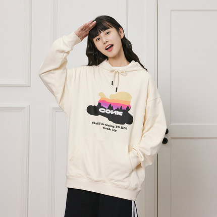 CONKLAB落日起飞小羊卫衣男春秋宽松休闲情侣连帽衫潮牌薄绒外套