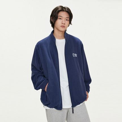 conklab春秋新款拉链小摇粒绒立领LOGO外套潮牌情侣宽松夹克男ins