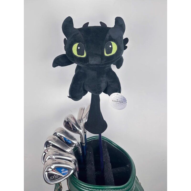 一 号木杆头套驯龙高手无牙仔木杆套卡通球杆保护套球道3 5号黑白