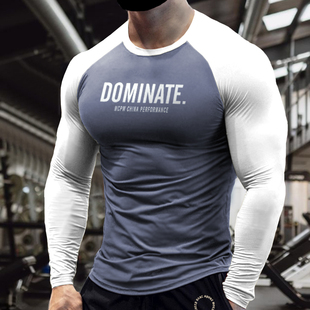 MCPW 秋速干紧身衣男运动训练字母拼色健身长袖T恤打底衫211008E