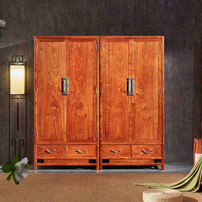红木衣柜刺猬紫檀新中式大衣橱实木收纳柜花梨木卧室对开储物柜子