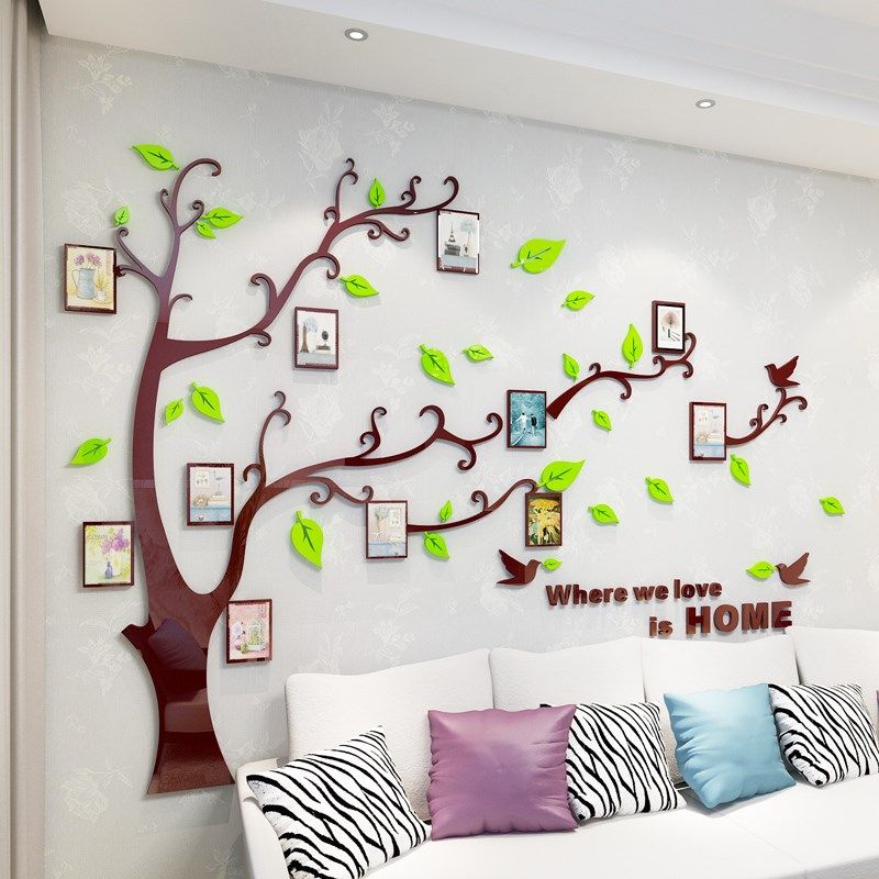 相框树照片墙儿童房一精美贴3d立体喜庆装饰品纹墙面文艺墙纸
