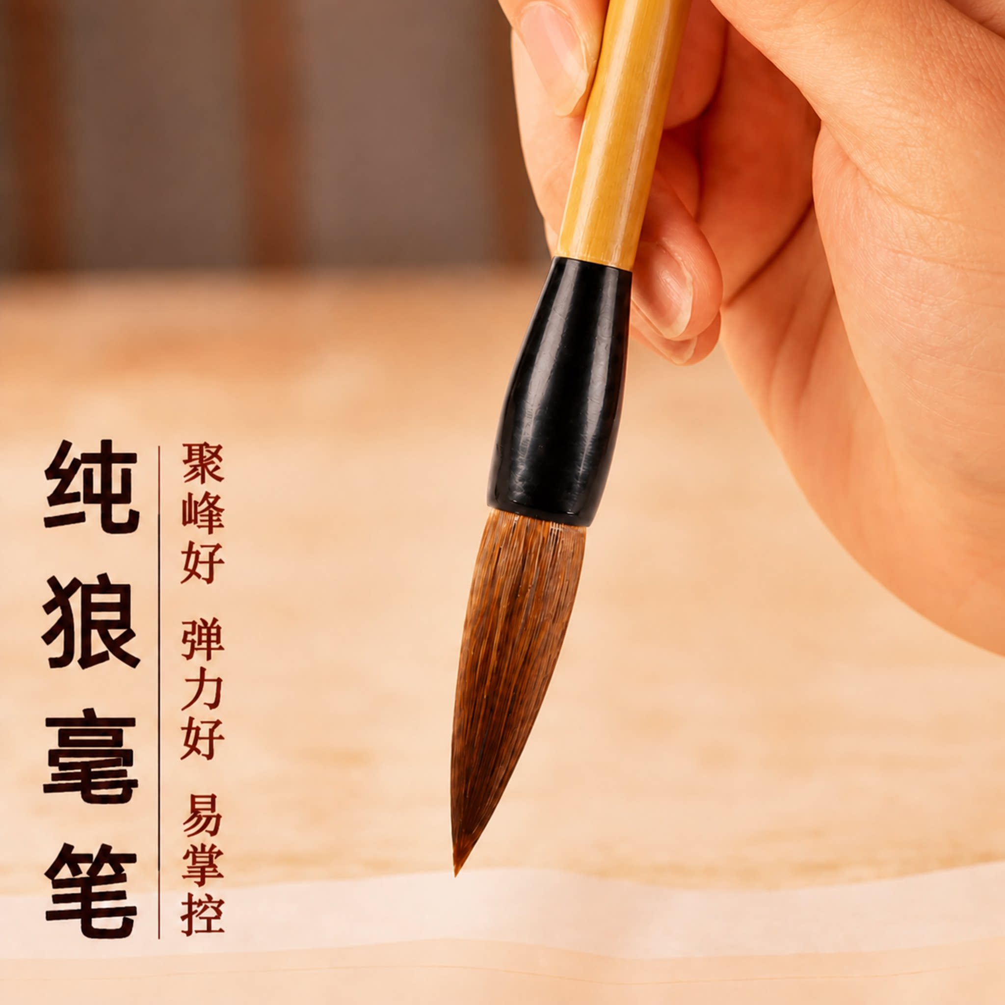 纯狼毫中楷狼毫湖笔楷书欧楷颜楷柳体行书大楷毛笔书法入门初学者小学生专业级练字套装青园文房