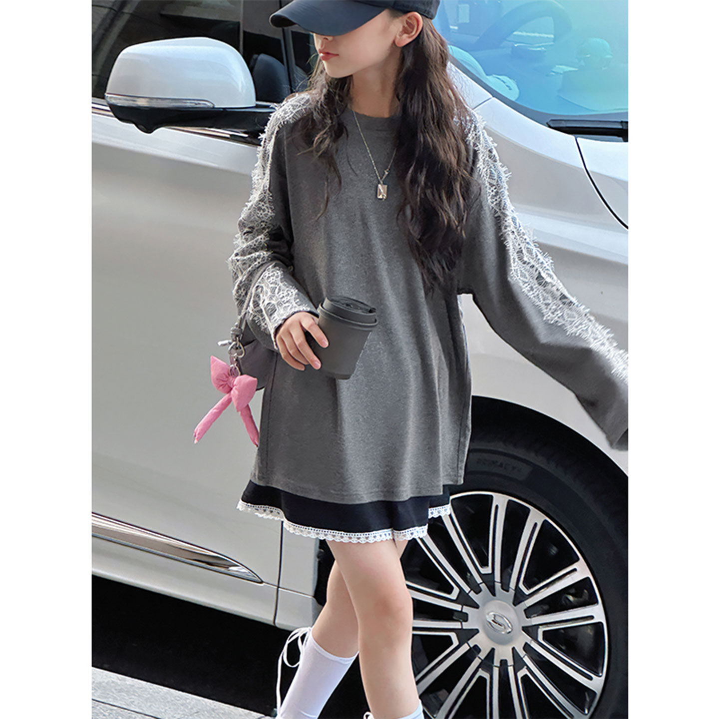 PAUL童装 蕾丝边女童长袖T恤2026秋装新款儿童上衣春秋打底衫潮
