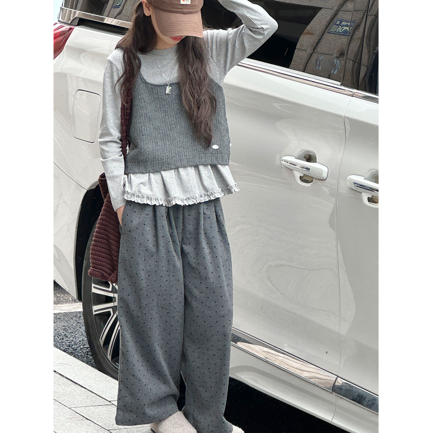 荷叶边女童套装2025新款秋装衣服