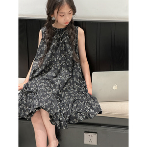 PAUL童装 女童连衣裙2026夏季新款儿童碎花裙子女孩无袖背心裙A字