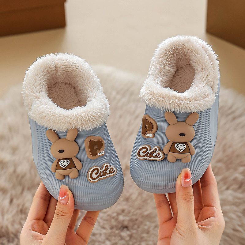 儿童棉拖鞋男童冬季保暖卡通柔软防滑毛毛鞋可拆洗中大童亲子棉拖