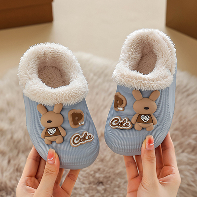 儿童棉拖鞋男童冬季保暖卡通柔软防滑毛毛鞋可拆洗中大童亲子棉拖