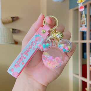 米老鼠漂浮流沙瓶钥匙扣米奇头液体入油挂件可爱挂饰亚克力钥匙链