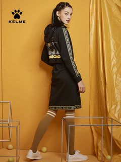 KELME/卡尔美 新款连帽短裙性感露腰背镂空显瘦卫衣连衣裙女裙潮