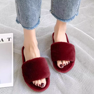 露脚趾高端26马年新款结婚大红色本命年毛毛棉拖鞋女冬巨好看喜庆
