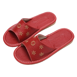 高端头层牛皮拖鞋女士夏季室内家居家用软底防滑木地板静音不臭脚