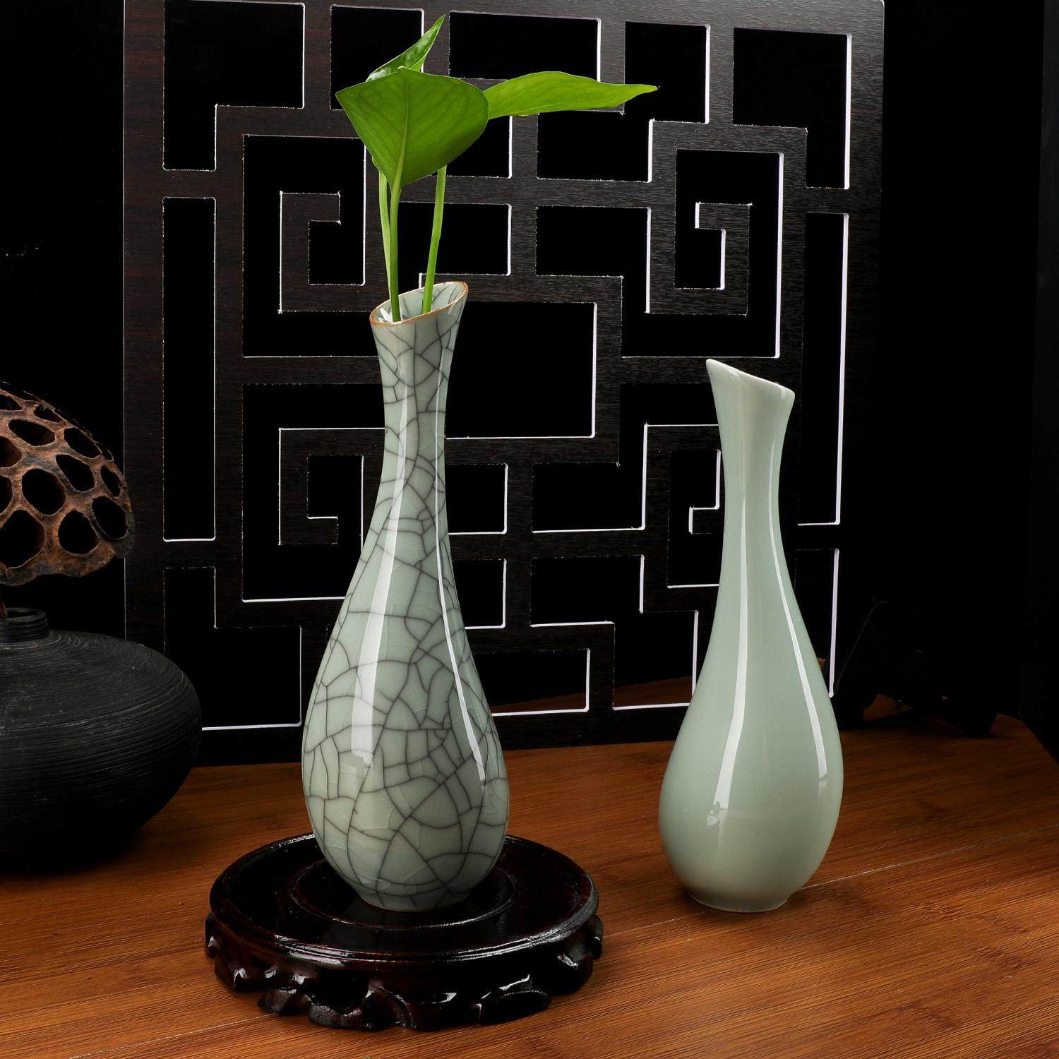 花瓶陶瓷回头一笑龙泉青瓷古典家居摆件简约中式装饰花卉花器