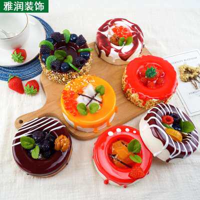 仿真蛋糕模型 圆形水果甜品慕斯点心假食物面包道具店摆设装饰品