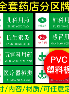 药店分类标识牌全套处方药非处方药牌药房标识牌药品分类牌定制超市指示牌药品分类牌标签垃圾GSP认证标贴纸
