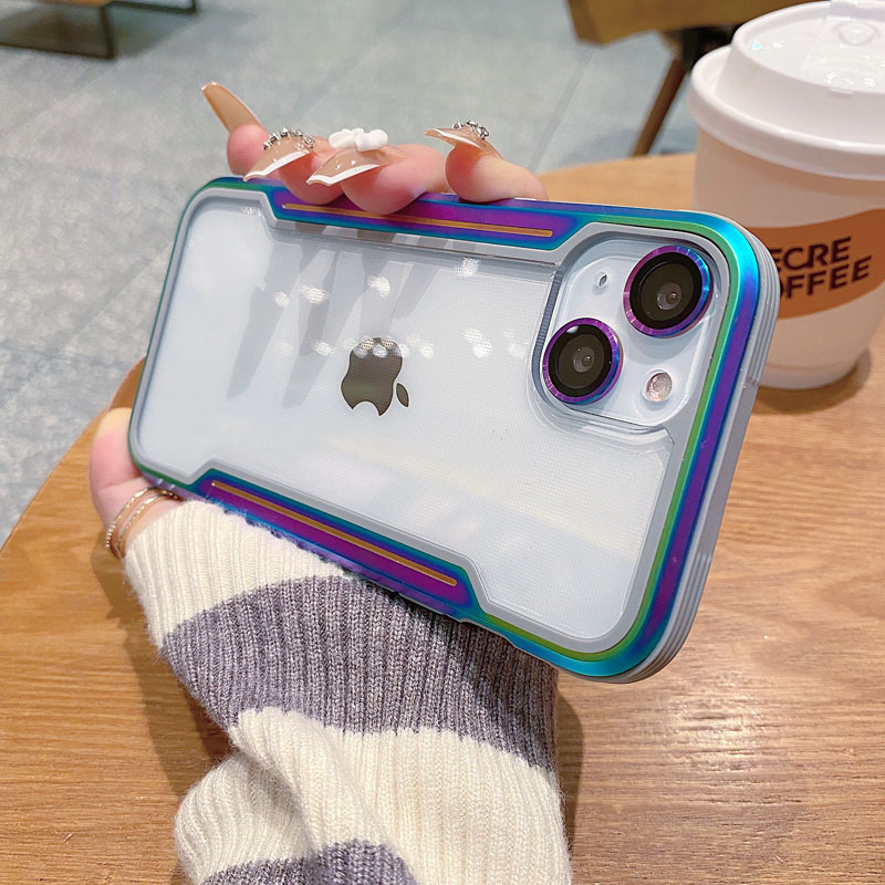 适用苹果12玻璃ins炫彩手机壳