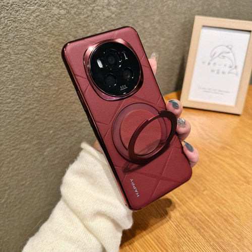 高端素皮适用荣耀手机壳带支架