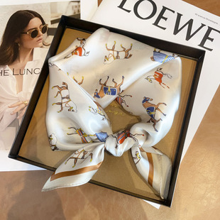 新款真丝丝巾方巾100%桑蚕丝高级感送礼围巾春夏秋装饰百搭小领巾