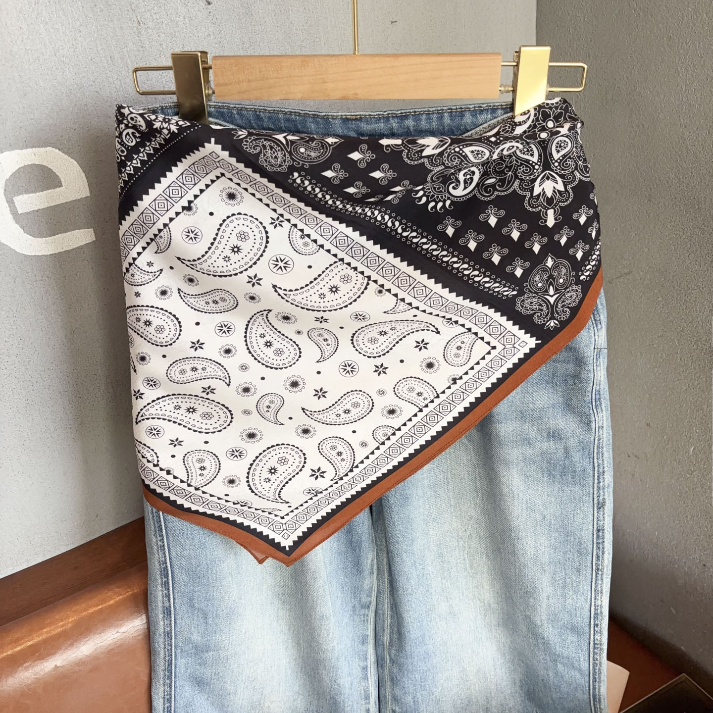 100%桑蚕丝真丝中方巾女连衣裙腰间配饰复古腰果花牛仔裤腰带屁帘