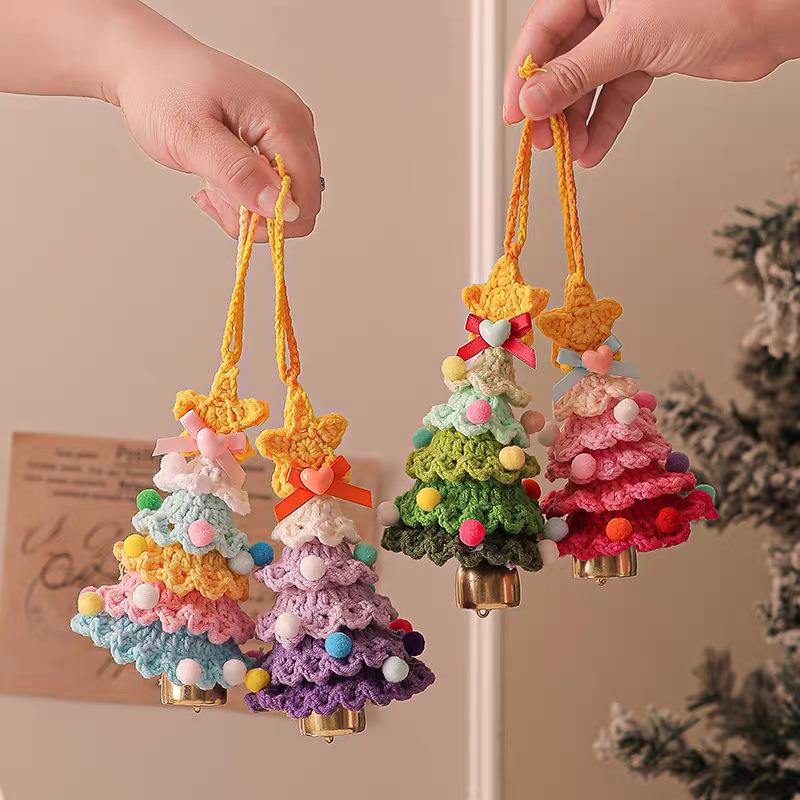 Christmas tree yarn handmade crochet gift pendant圣诞树毛线