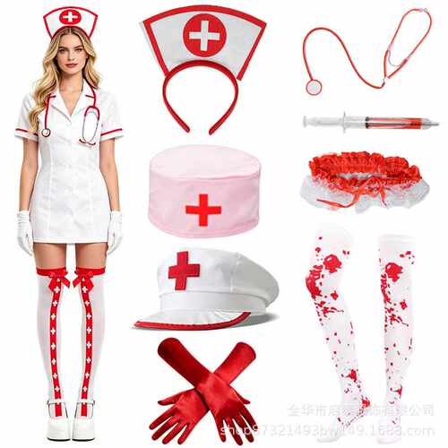 Halloween Doctor Nurse Uniform Set万圣节医护酒吧派对扮演套装