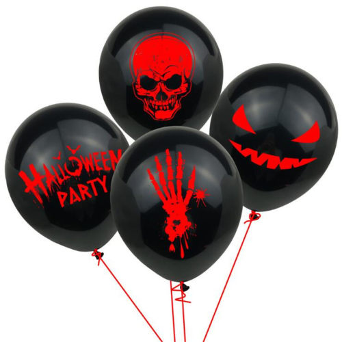 Black Halloween latex balloons, 12 inches, 10 in a pack