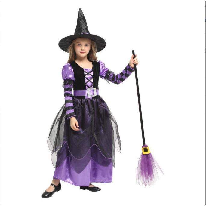 Halloween Children's Witch Princess Costume with Hat万圣节