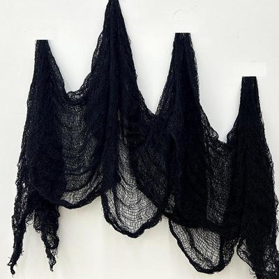 Halloween black mesh ornament万圣节黑网纱稀网粗纱鬼屋装扮挂