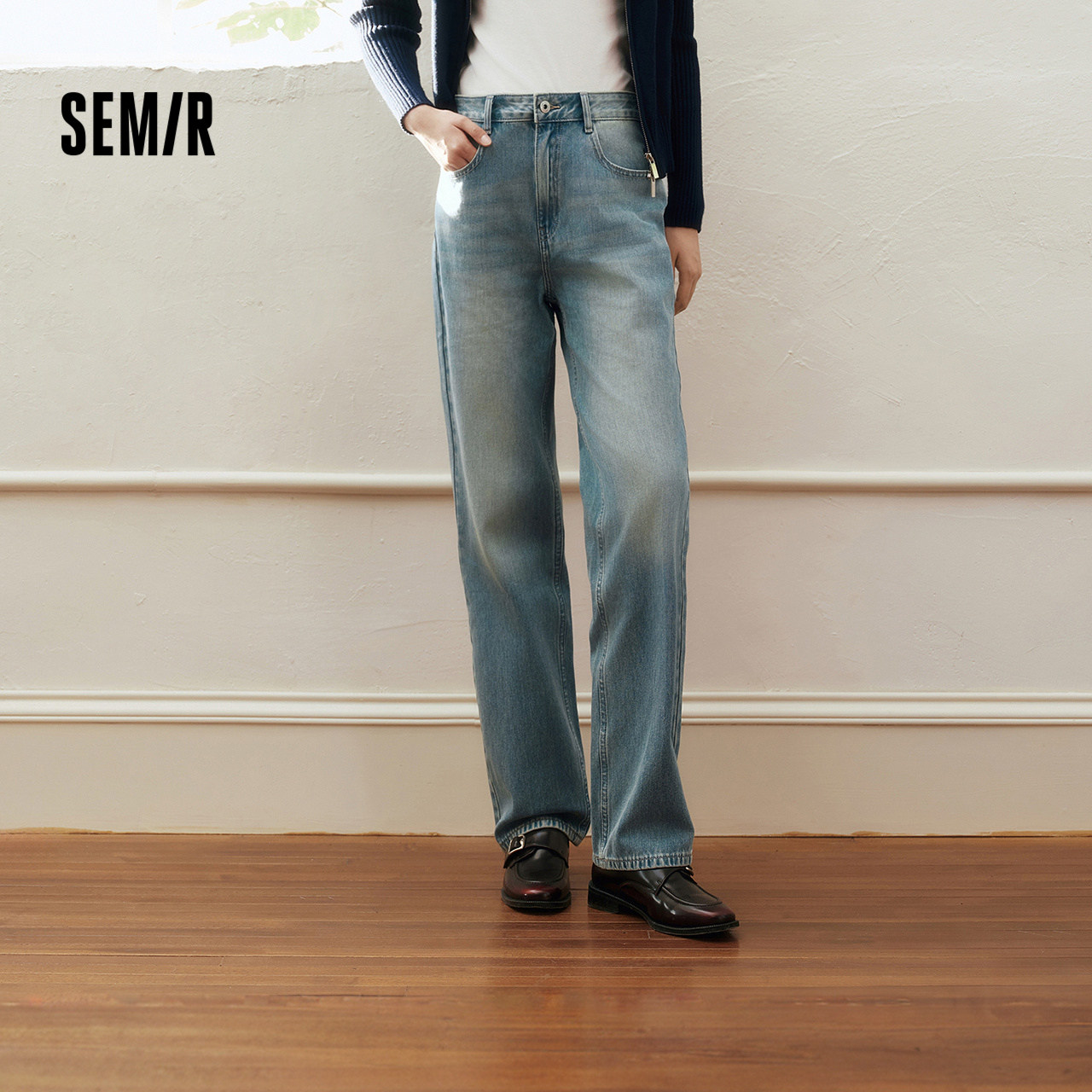 森柔|森马牛仔裤女春季直筒裤舒适经典复古时尚休闲女士ins潮长裤 - 森马semir品牌清仓店出品