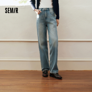 直筒裤 女春季 舒适经典 复古时尚 森柔 休闲女士ins潮长裤 森马牛仔裤