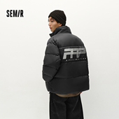 森马棉服男冬装 印花肌理感外套棉袄上衣 加厚保暖宽松立领棉衣时尚