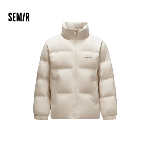 森马仿麂皮外套宽松面包羽绒服男