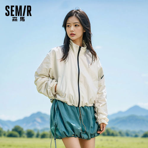 森马外套女立领秋季撞色夹克